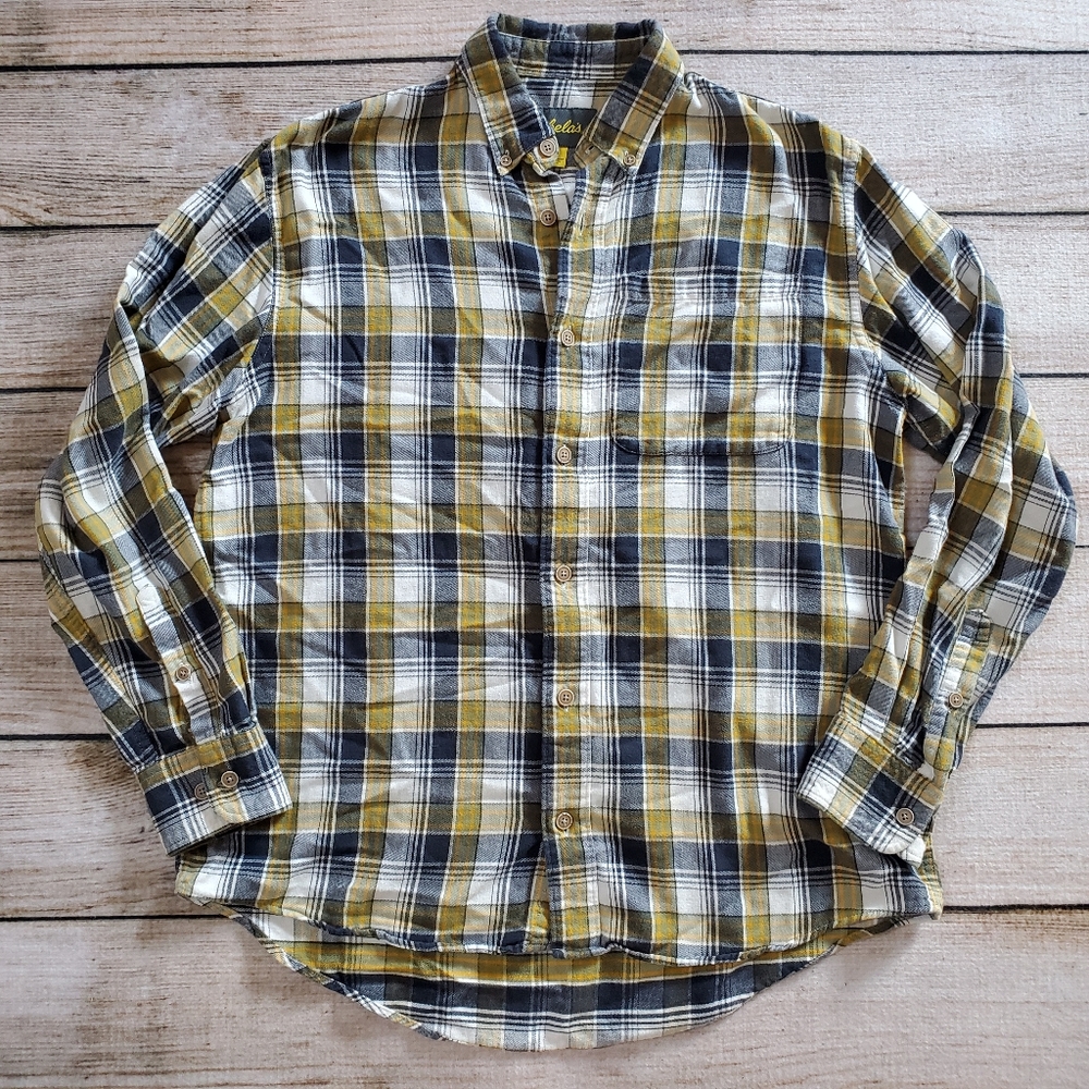 Cabela's Yellow & Navy Plaid Buttondown Shirt
